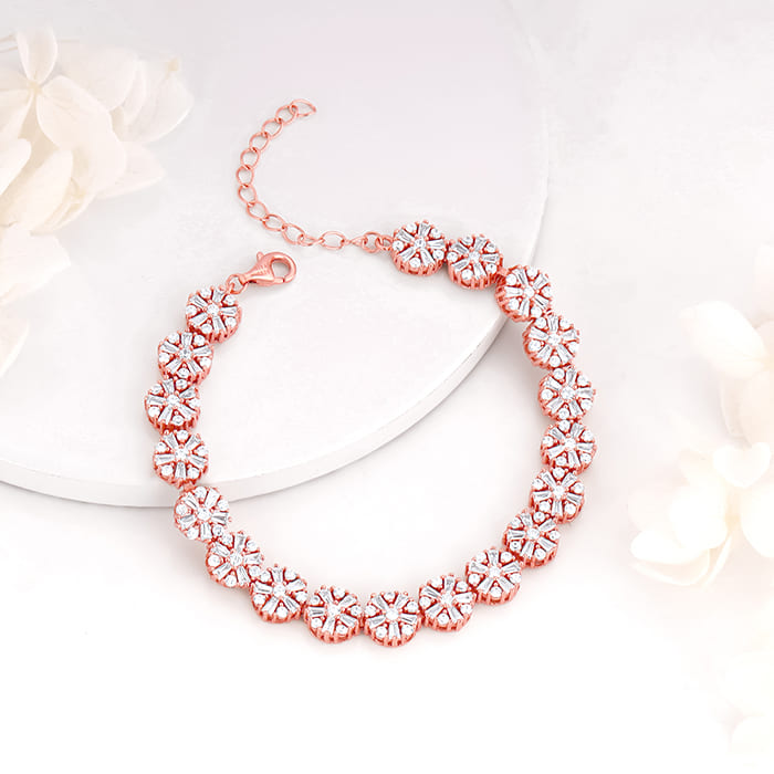 Anushka Sharma Rose Gold Studded Flower Bracelet