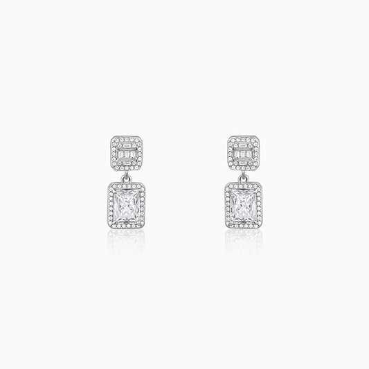 Anushka Sharma Silver Zircon Bold Baguette Earrings