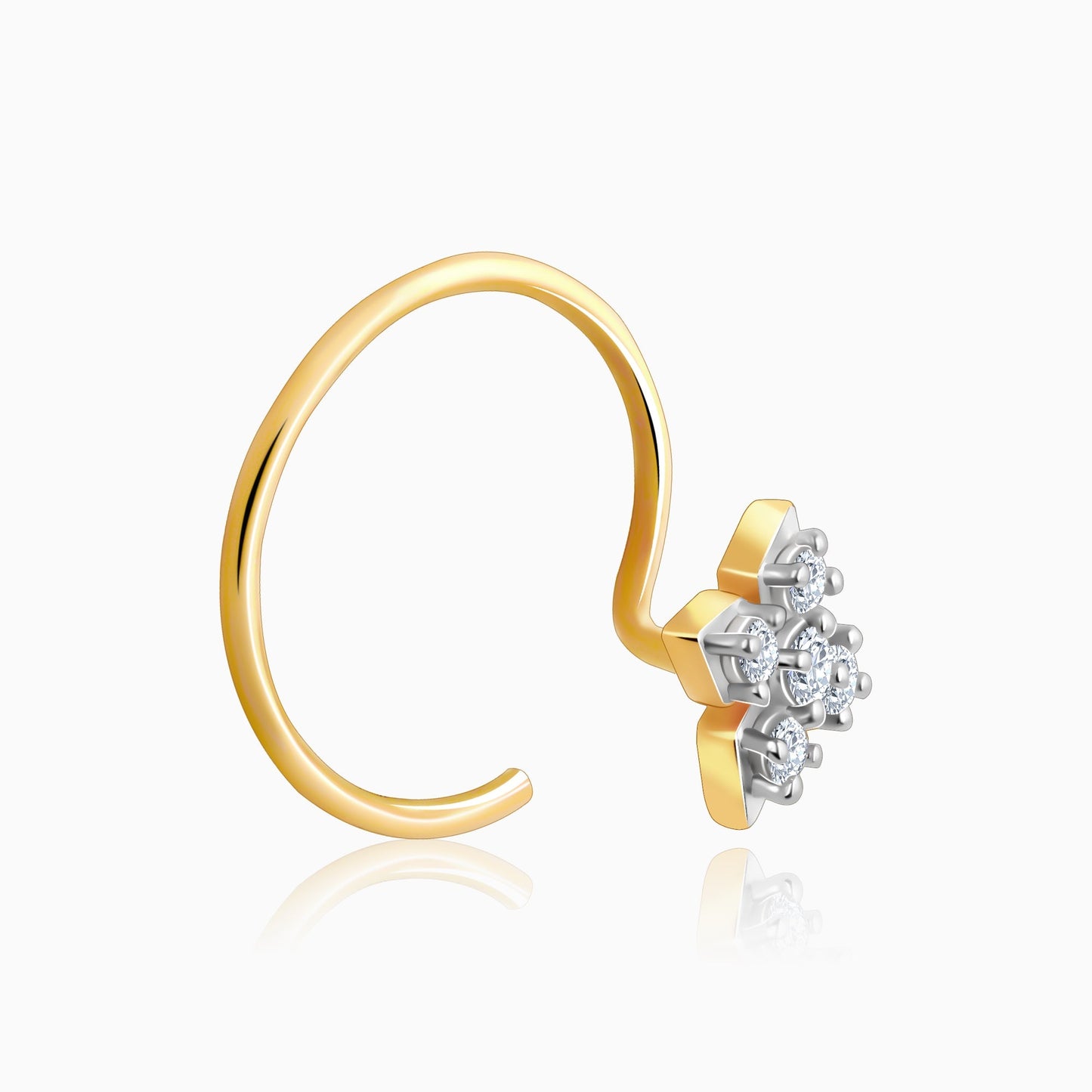 Gold Gilded Petals Diamond Nose Pin