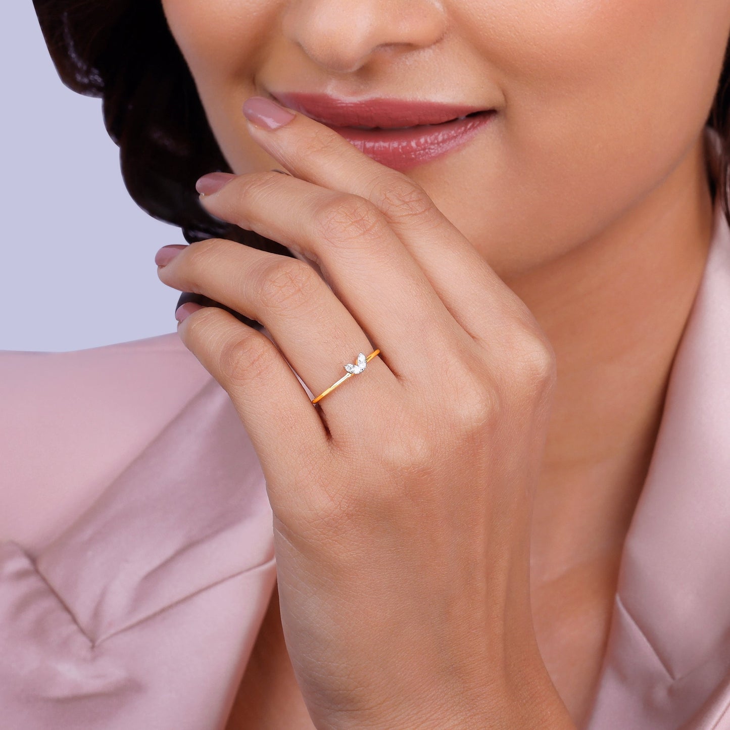 Gold Adorable Butterfly Diamond Ring