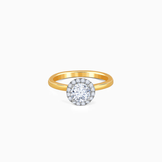 Gold Audrey Halo Salitaire Diamond Ring