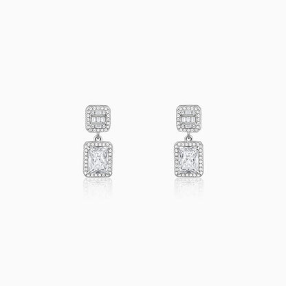 Anushka Sharma Silver Zircon Bold Baguette Earrings