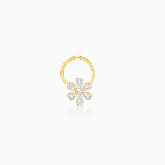 Gold Floral Grace Diamond Nose Pin