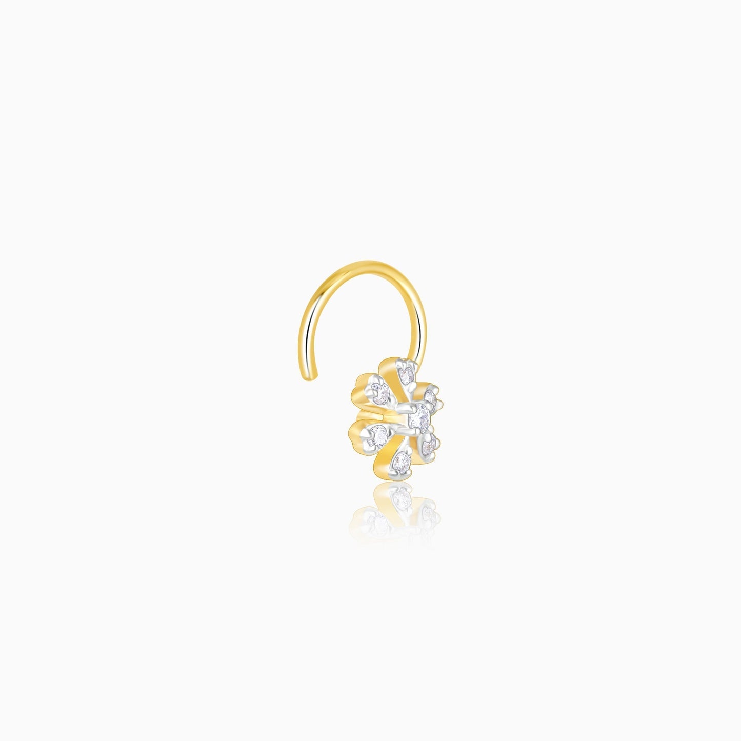 Gold Floral Grace Diamond Nose Pin
