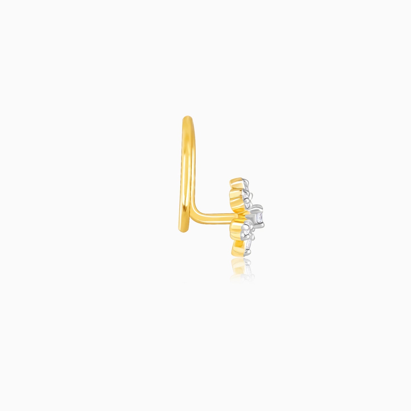 Gold Floral Grace Diamond Nose Pin