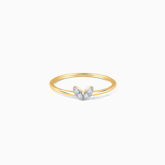 Gold Adorable Butterfly Diamond Ring