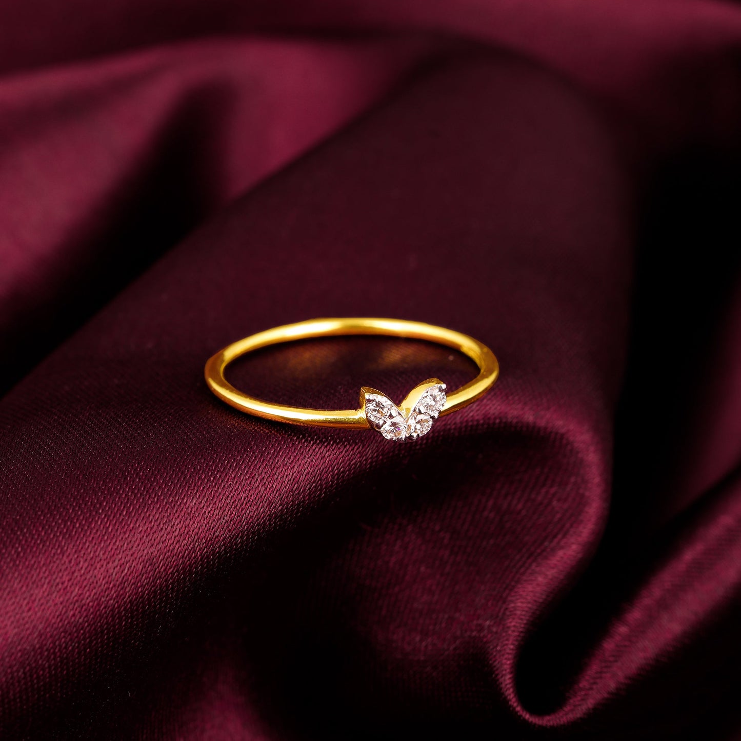 Gold Adorable Butterfly Diamond Ring