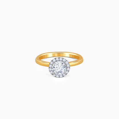 Gold Audrey Halo Salitaire Diamond Ring