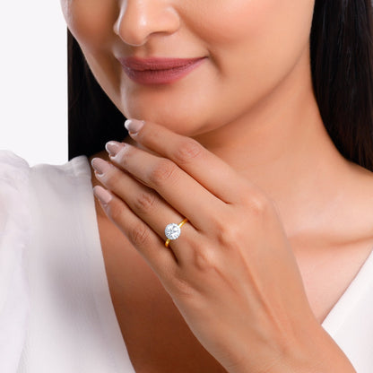 Gold Audrey Halo Salitaire Diamond Ring