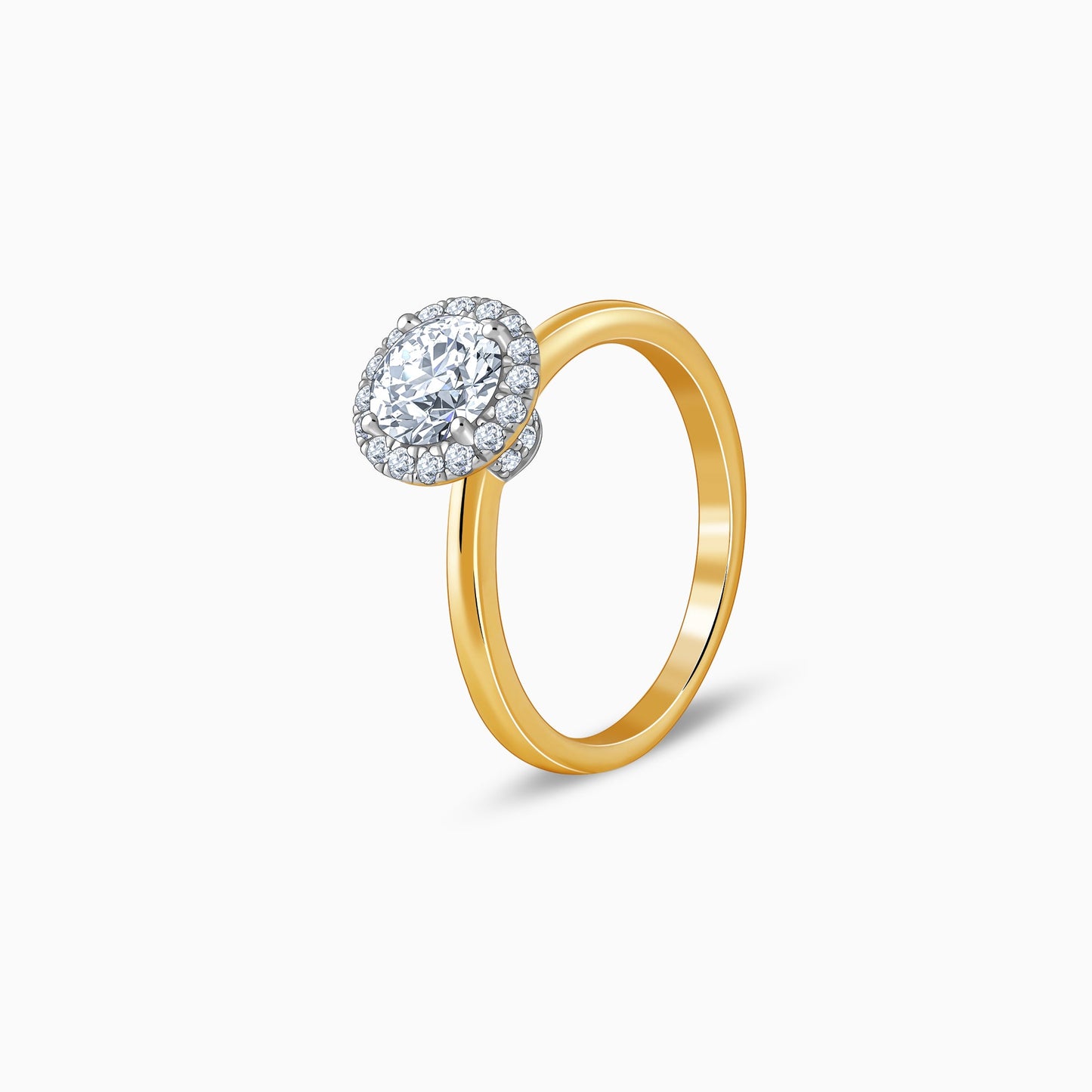 Gold Audrey Halo Salitaire Diamond Ring
